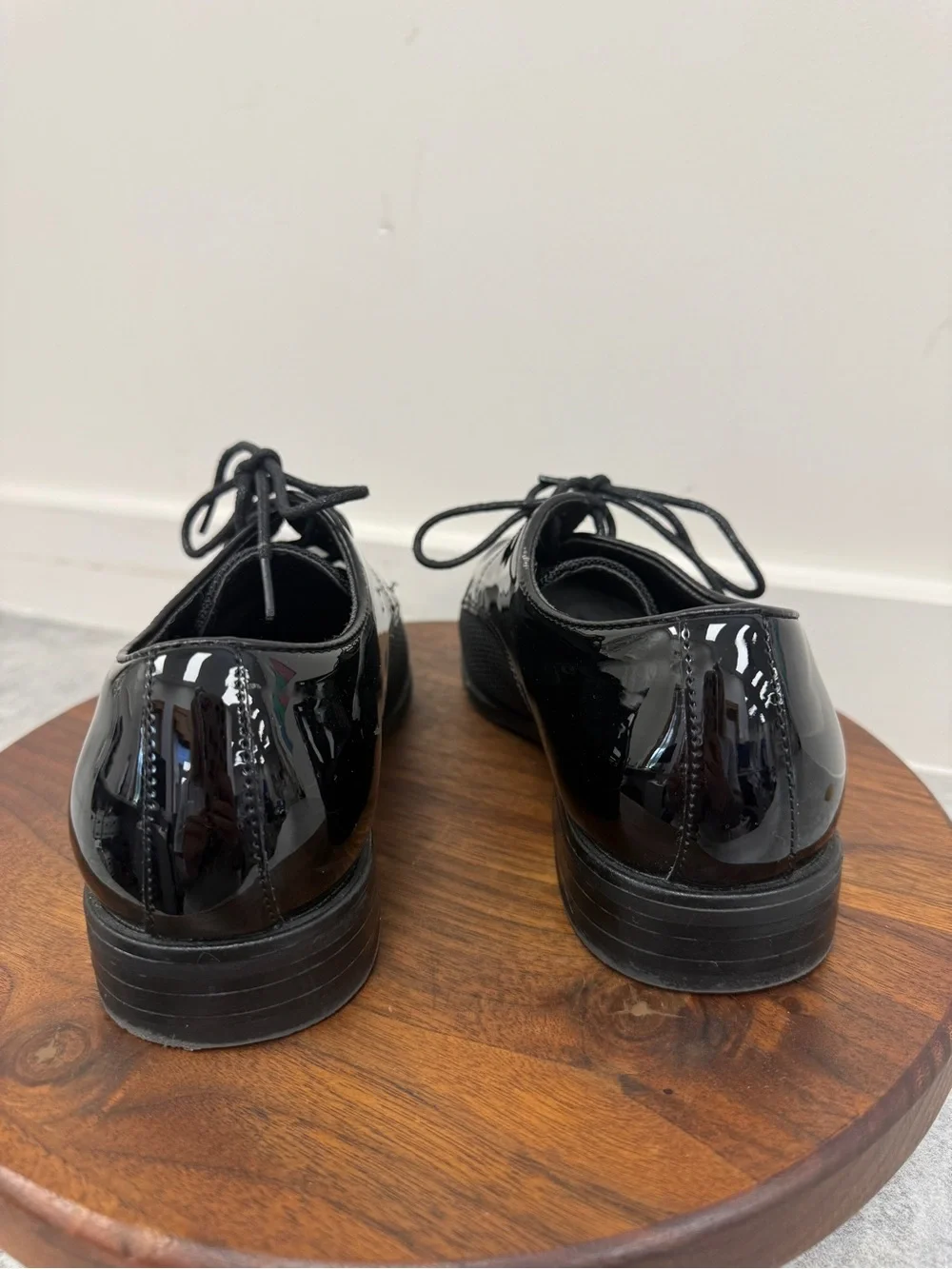 Stacy Adams Black Patent & Knit Lace-Up Dress Oxfords